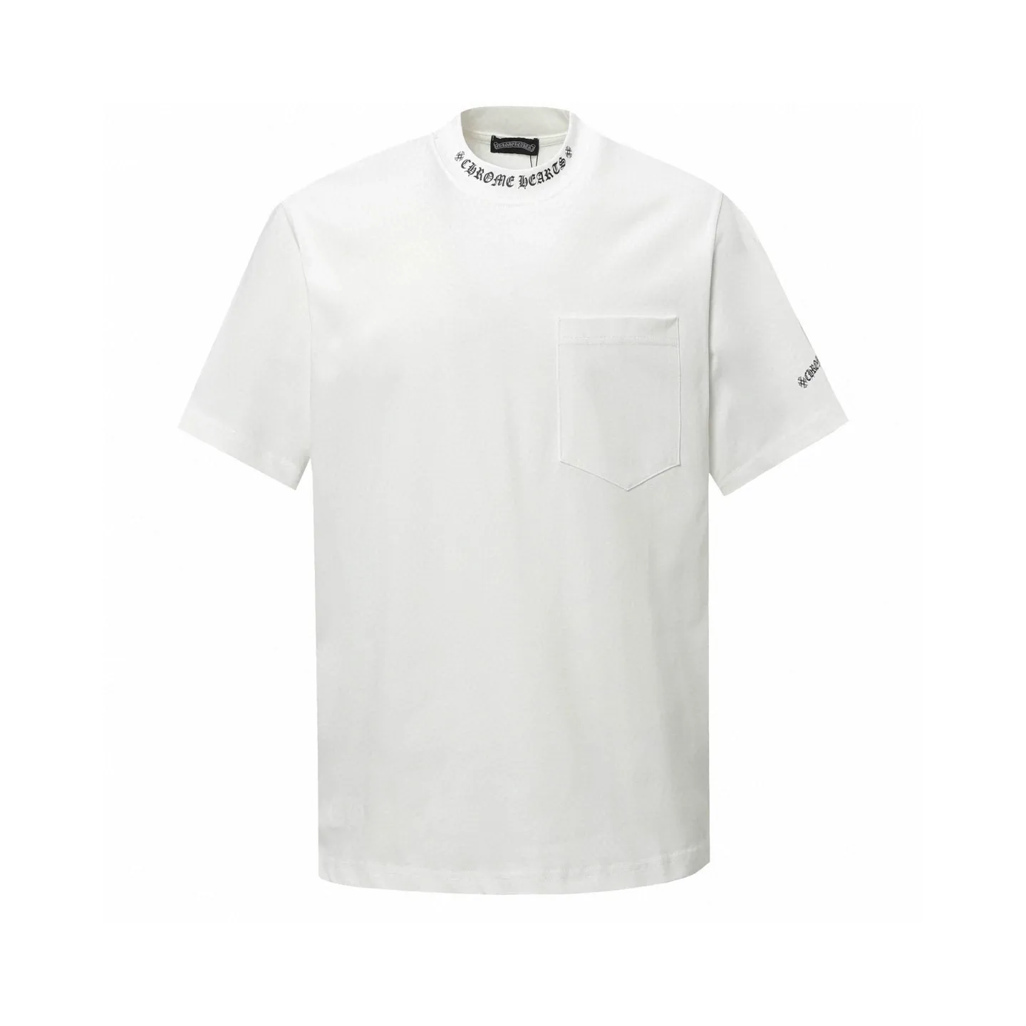 🅿️170 Chrome hearte/Chrome heart ch 25ss early spring new Sanskrit logo pocket short sleeves. A must-have item for daily commuting for men and women in light luxury. The correct version is welcome to compare. Detailed features ·280g 100% cotton double yarn jersey fabric ·Custom-dyed in the same cylinder, special thickened 32 counts double-strand 1x1 thread ·Double-needle cross-stitch technology ·Original main mark washed hangtag COLOUR: black white SIZE：xs s m l
